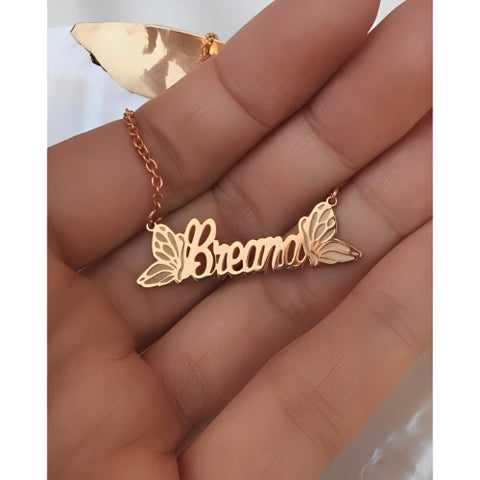 BUTTERFLY BEAUTIFUL CUSTOMIZED  NAME PENDANT GOLDPLATED.