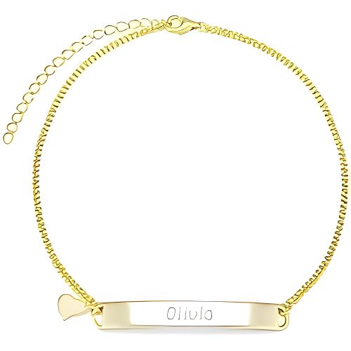 Bar Gold Anklet Costum Engraved Name Personlaised Name