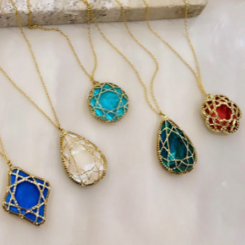 Beautiful Arabic Different Stones Gold Pendant jewelry for Birthday, wedding, engagement, Valentines and Special Gifts._