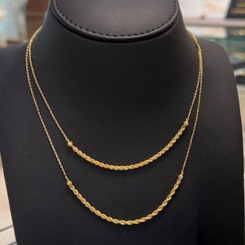 Beautiful Arabic Modern Simple Design Double Gold Necklace jewelry for Birthday, wedding, negagement, Valentines and Special Gifts.$330