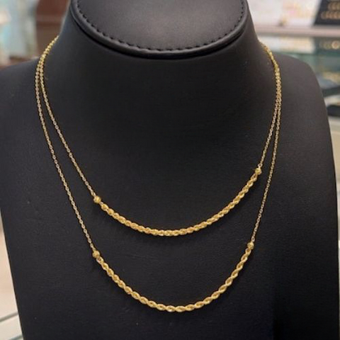 Beautiful Arabic Modern Simple Design Double Gold Necklace jewelry for Birthday, wedding, negagement, Valentines and Special Gifts.$330
