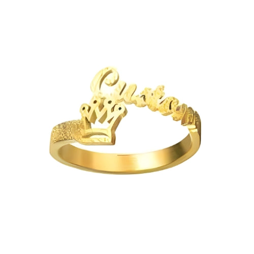 Beautiful Customized Name Ring Decorated with Crown Gold, Gold Plated, Rose Gold or Silver