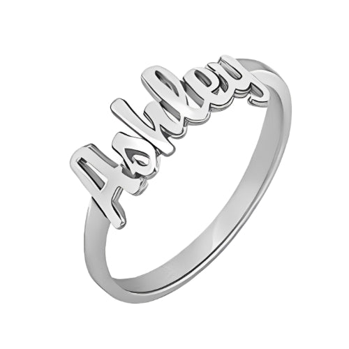 Beautiful Design Customized Name Silver Ring with special Fonts & Look
