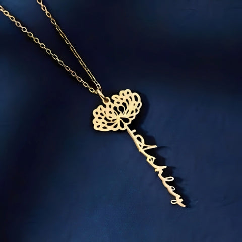AALIA JEWELRIES Beautiful Gold Flower Customized Name Pendant Gold or Silver plated....