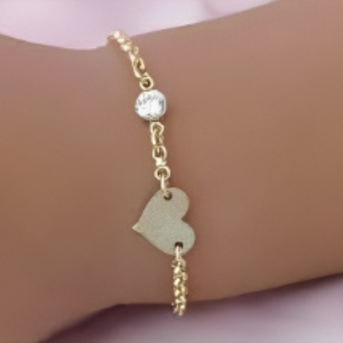 Beautiful Gold Special Girls Heart Bracelet with Zrcon Stone Design Gold Bracelet jewelry for Birthday,wedding, and Special Gift.