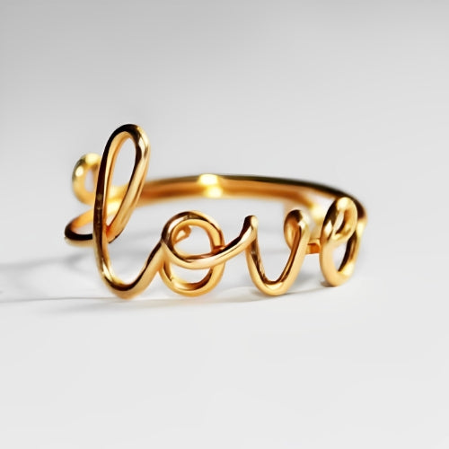 Beautiful Gold riig Style wth word of Love Ring Gold Plated