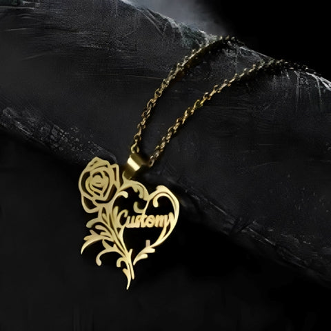 AALIA JEWELRIES Beautiful Heart Flower Shape Design Customized Name Pendant....