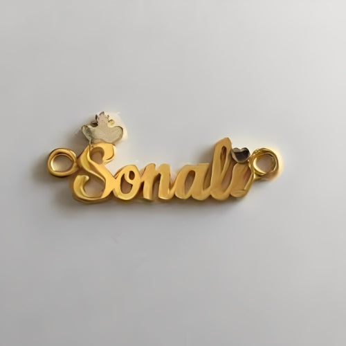 Best Quality Beautiful Design Customized Name Decorated with Heart & Crown Stud Gold Earrings using different Fonts.