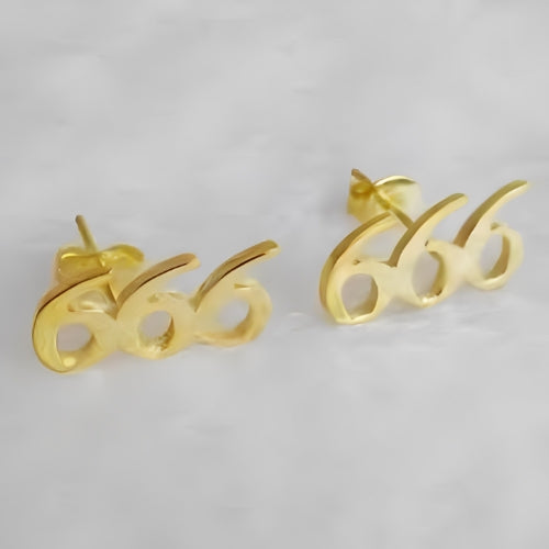 Best Quality Beautiful Design Customized Numbers Stud Earrings Gold.