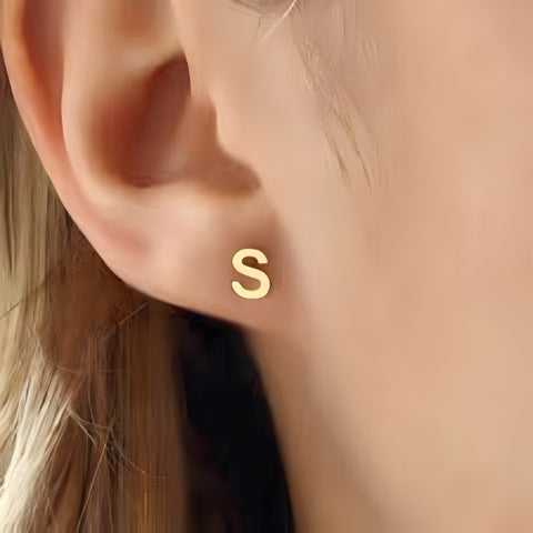 Best Quality Beautiful Design Initials Stud Gold Earrings using different Fonts.