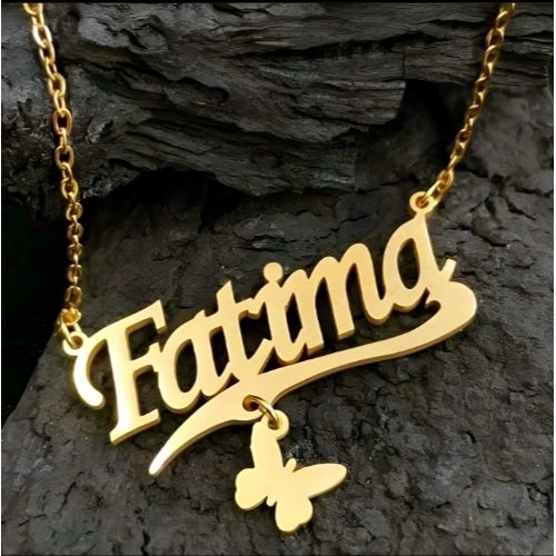 Butterfly 24k pure Gold,18Kgold plated, Pure silver Various Fonts name necklace,  Customized Name pendant.