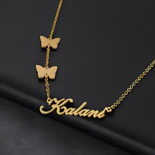 Butterfly Design Various Font Name  customized pendant,  Personalized jewelry.