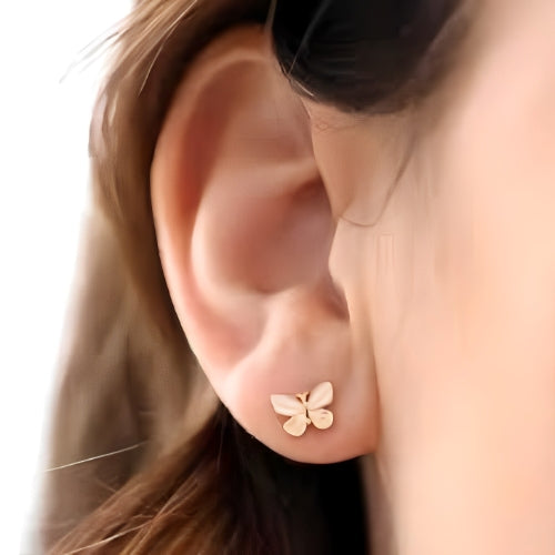 Best Quality Beautiful Stud Butterfly Pure Gold & Silver Earrings.