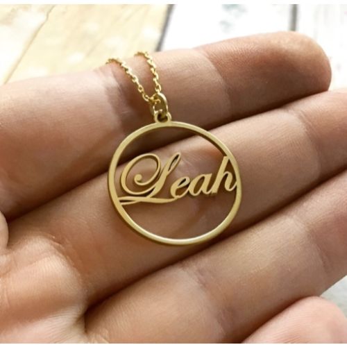 Circle Personlaised 24k pure Gold,18Kgold plated, Pure silver Various Fonts Name pendant,  Personalized Jewelry.