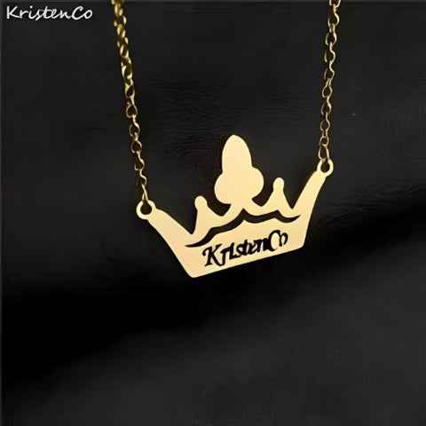 Crown Gold Customized Name pendant Design jewelry.