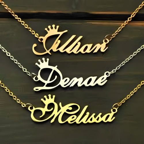 Crown Gold Customized Name pendant Design jewelry.
