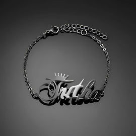 Curved Pure Silver Anklet Costum Name designed