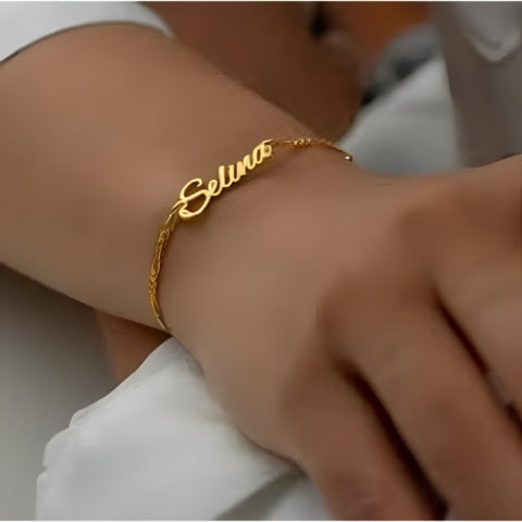 Cusotmized name Bangle Bracelets With Different Fonts Gold, Pure Silver Jewelry
