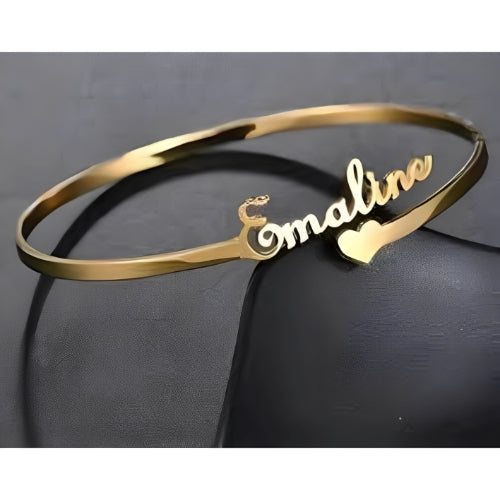 Customized Name Bracelet Decorated with Heart Gold Plated