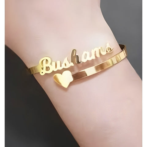 Customized Name Bracelet Decorated with Heart Gold Plated