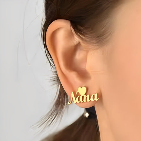 Name Earrings Decprated with Heart.
