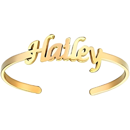 Customized Name Gold Plated Bracelet Bangle.