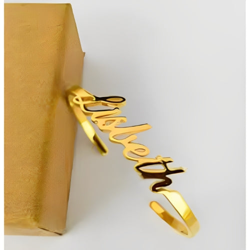 Customized Name Gold Plated Bracelet Bangle.