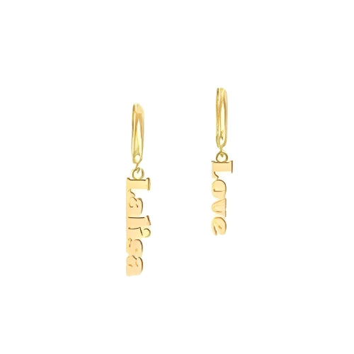 Dangling Earrings Customized Name Gold Plated. Personalized Name Jewels. Gift for wedding, Anniversary, Valentine's Day, Mother's Day.