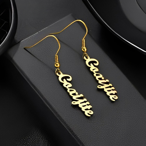 Dangling Earrings Customized Name Gold Plated. Personalized Name Jewels. Gift for wedding, Anniversary, Valentine's Day, Mother's Day.