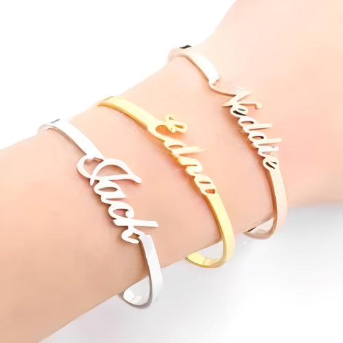 Dififerent Bangle Customized Bracelets With Different Fonts Gold, Pure Silver