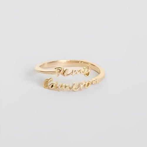 Double Customized Name Gold Ring Special Font Style Ring Gold Plated