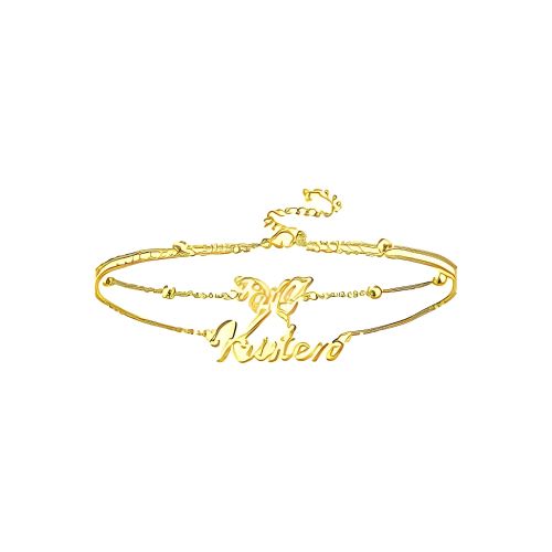 Double Gold Anklet Costum Name with Butterfly Personlaised Name