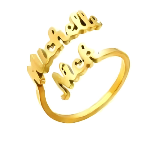 Double Name Customized Gold Ring Special Font Style Gold Plated