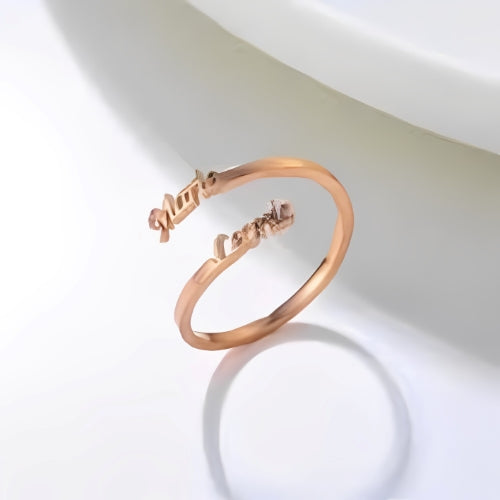 Double Name Customized Gold Ring Special Font Style Gold Plated