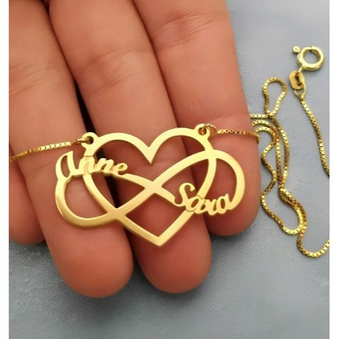 AALIA JEWELRIES Double Name Heart infinity design Various Font customized   Personalized Pendant....