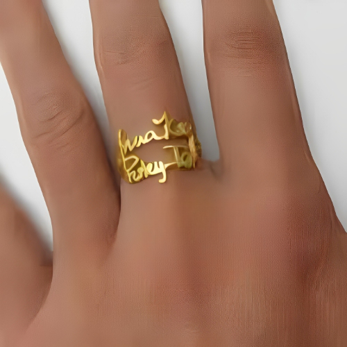 Double Ring Beautiful Look Specila Gift Personalised name Gold plated Beautiful variouus Fonts.