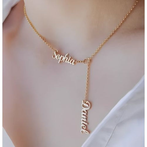 AALIA JEWELRIES Double name Customized necklace, Customized Name pendant.