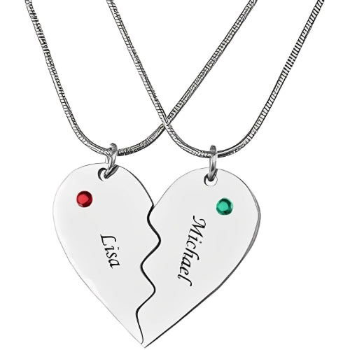 Engraved-2pieces-Fit-necklace-for-couples-men-women-customized-Name-Personalised-Silver