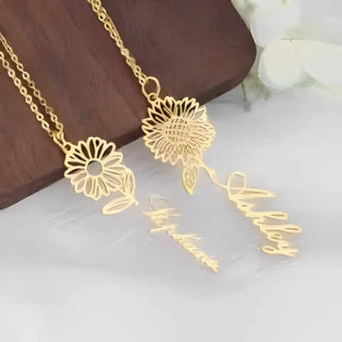 Flower Shape Customized Name Pendant.