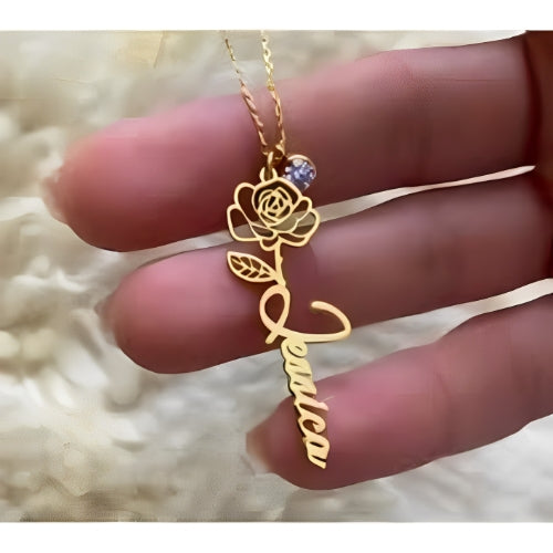 Flower Shape Customized Name Pendant.