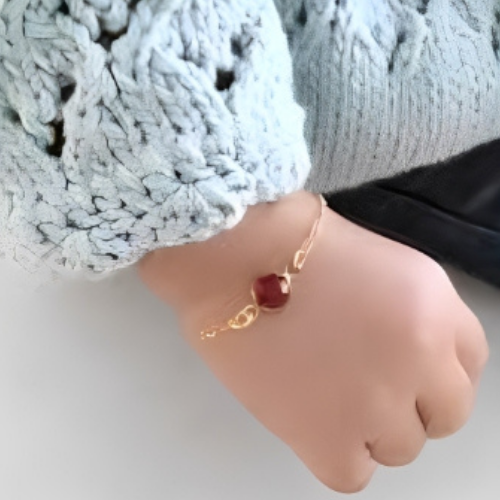 Girls Gold Braclet with Ruby stone Customized bracelet.
