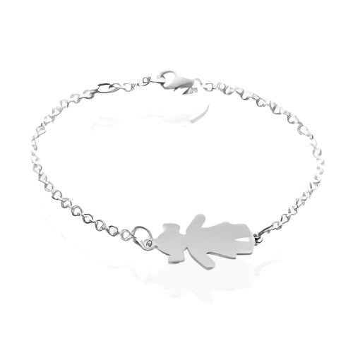 Girls Shape Pure Silver 924 Customized Personalized Name Bangle Bracelet