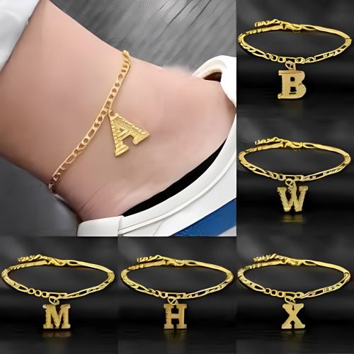 Gold Pendant Anklet Bracelet Costum Initial Letter