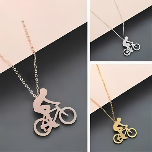 Gold-Bicycle-sports-Athletics-Men-Women-Kids-Customized-Pendant-Necklace