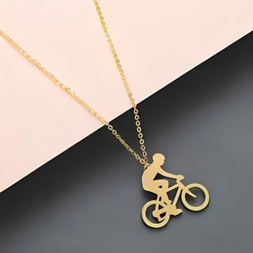 Gold-Bicycle-sports-Athletics-Men-Women-Kids-Customized-Pendant-Necklace