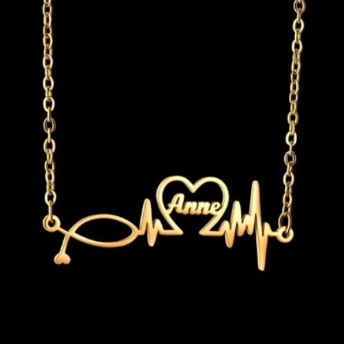 Gold-HeartBeat-Customized-Name-Necklace-with-Heart-Men-Women-Silver-Personalized Nameplate