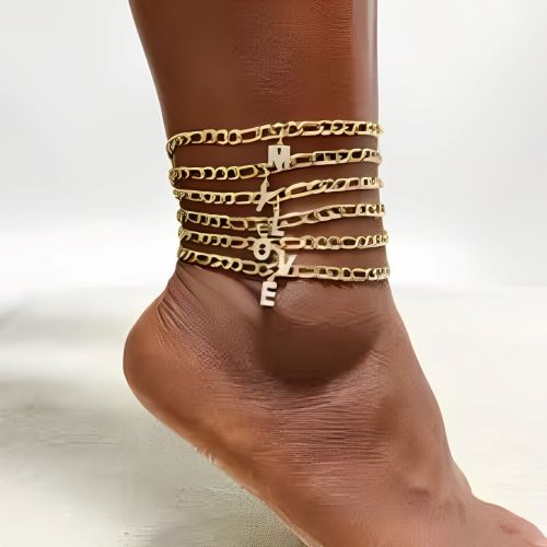 Gold Anklet Bracelet Costum Initial Letter Personalized Beautiful Gifts