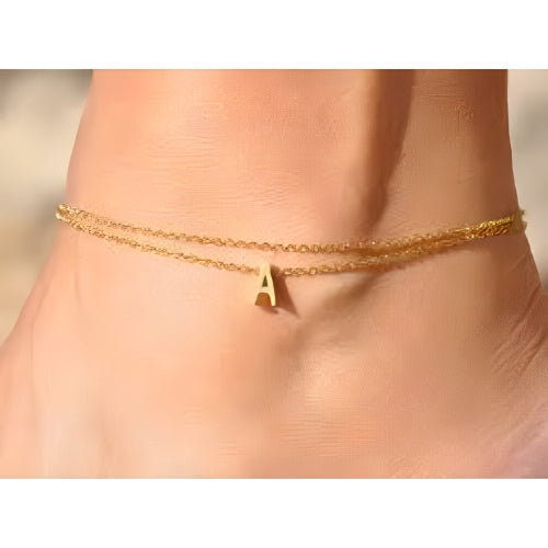 Gold Anklet Bracelet Costum Initials Personalised Name