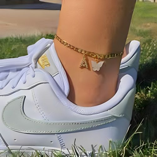 Gold Anklet Bracelet Costum Initials Zircon Personalized Letter Jewel Gift Ocassions