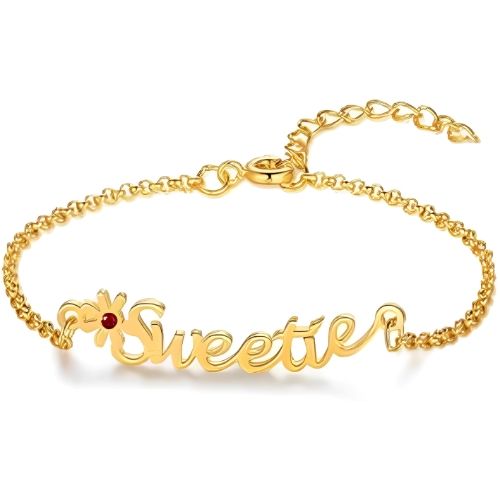 Gold Anklet Bracelet Costum Name Jewle Personalized Name with Birthstone